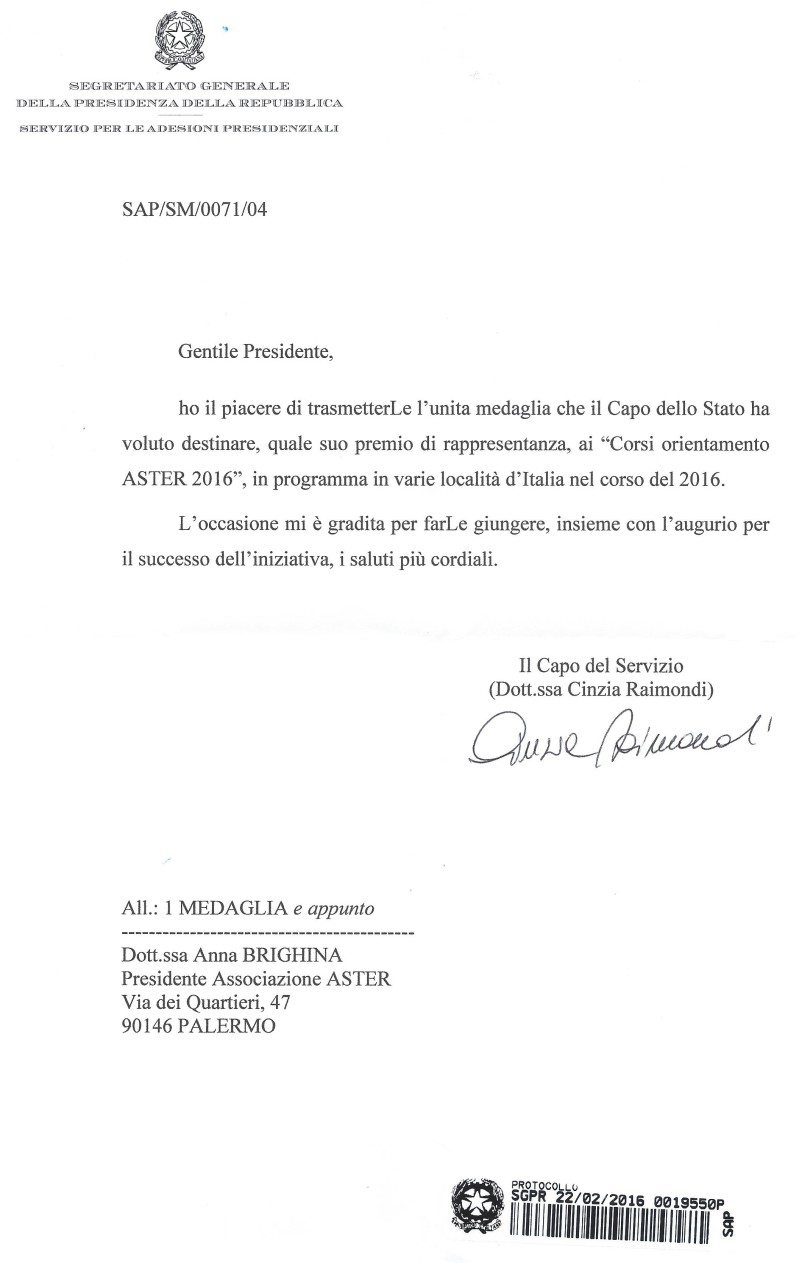 Adesione Presidente della Repubblica